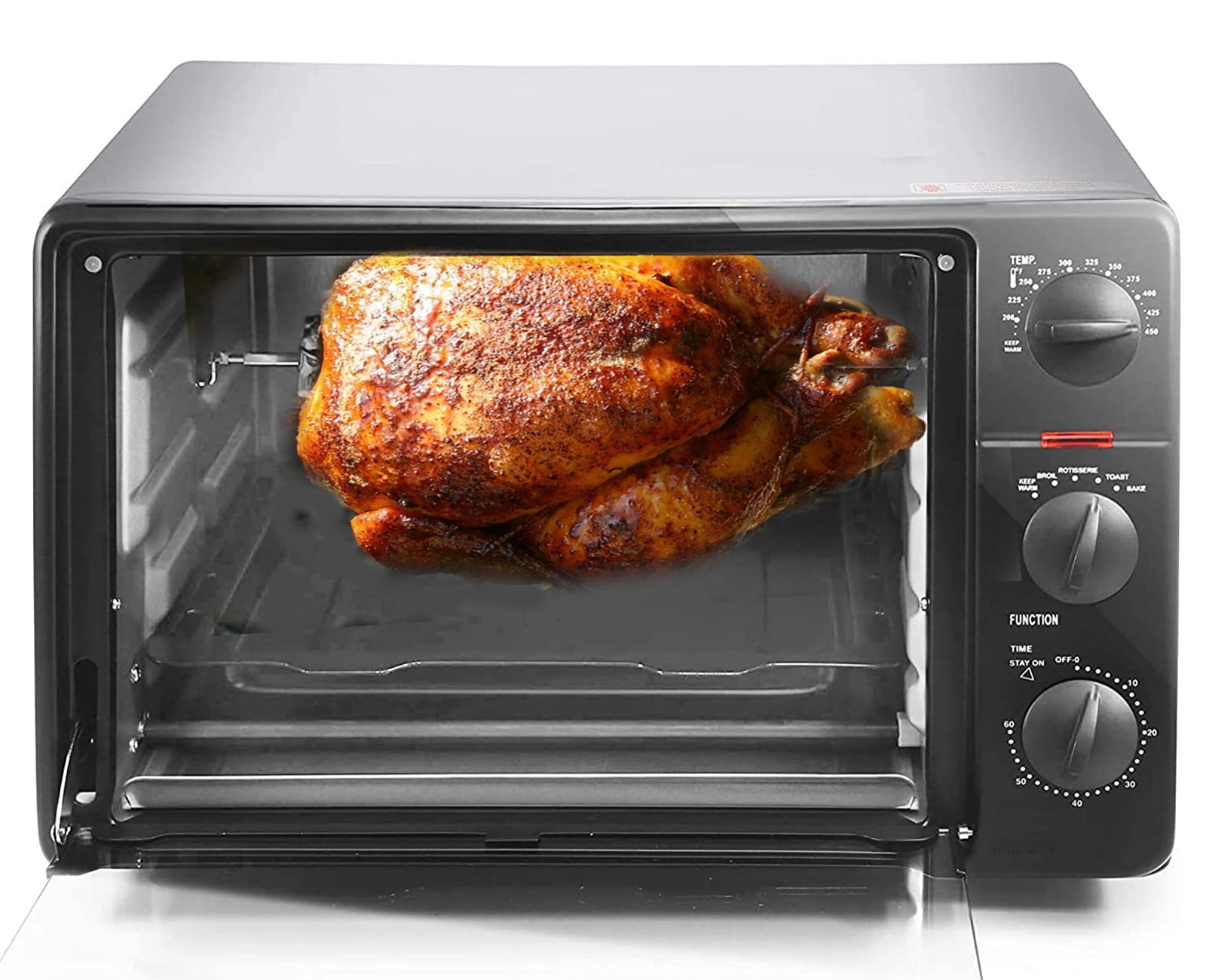 6Slice Countertop Rotisserie Toaster Oven fits a 12” pizza 23L