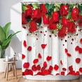 thumbnail image 2 of Rose Shower Curtain, Red Rose Shower Curtain Set with 12 Hooks, Waterproof Floral Shower Curtain for Bathroom, Valentines Day Shower Curtain, 72''''W X 72''''H, 2 of 6