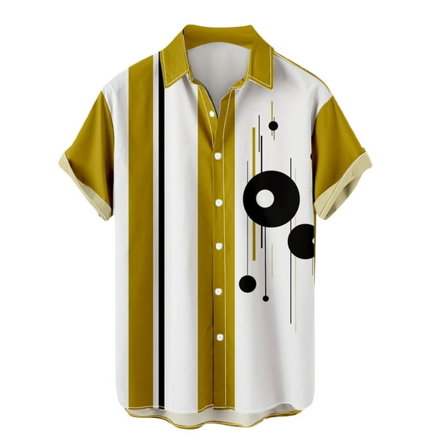 Chemise à Boutons pour Hommes Mode Été 2024 Personnalité Décontractée Instrument de Musique Numérique Manches Courtes-Week