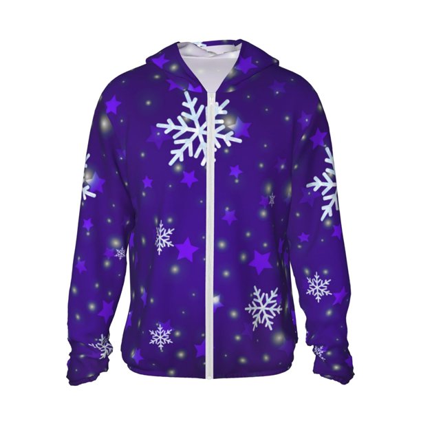 Balery Dark Purple Snowflakes Sudadera ligera de manga larga con capucha y protección solar UPF 50+ para hombre y mujer, ideal para pesca y running-Medium