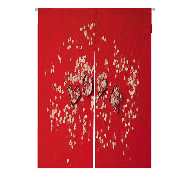ABPHQTO Concepto de amor con letras amor novios japonés Noren cortina puerta ventana tratamiento cortinas 85x120 cm