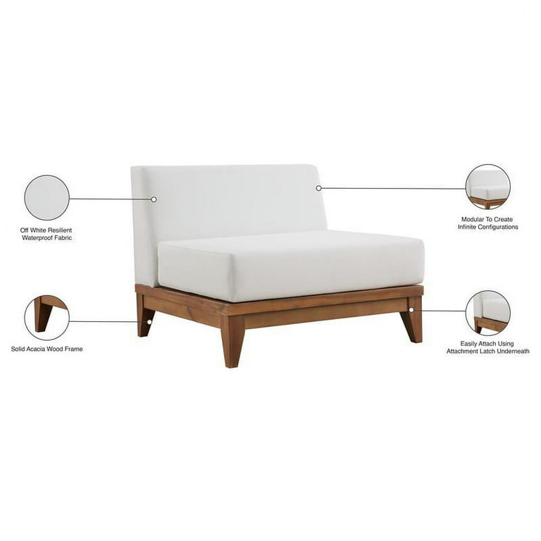 Meridian Furniture Rio Outdoor Off White Waterproof Fabric Modular Armless Chair Meridian Furniture Rio Outdoor Off White Waterproof Fabric Modular Armless Chair