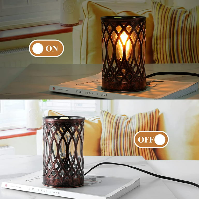 Edison Style Rattan Metal Candle Warmer for Scented Wax Melts,Wicker  scentsy Wax Melter Warmer Oil Lamp Style Candle Warmer.