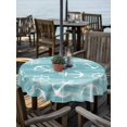 thumbnail image 2 of Outdoor Tablecloth with Umbrella Hole for Patio/Picnic/Party/Camping, Ocean Anchors Rudder Waterproof Table Cloth Round Cover Washable, Nautical Coastal Simple Turquoise (Dia 54"), 2 of 9