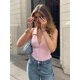 thumbnail image 5 of HH TRAF Conjunto elegante de 2 piezas para mujer, camisetas sin mangas con cuello halter sexy, top corto ajustado sin mangas, minifaldas casuales de cintura alta para mujer, pantalones cortos, 5 of 5
