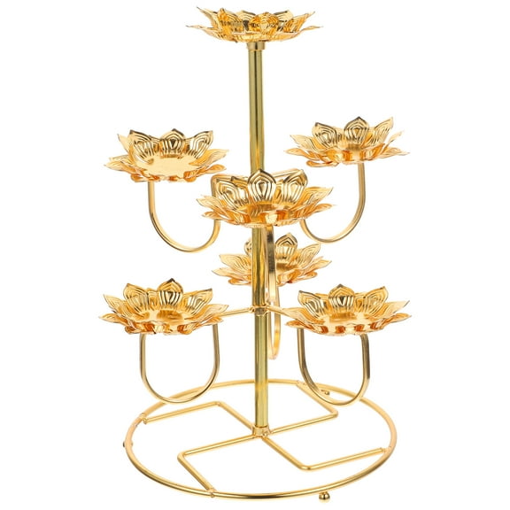 Lotus Candle Holder, 7 Lotus Diyas Candle Holder Golden Base for Home Decoration
