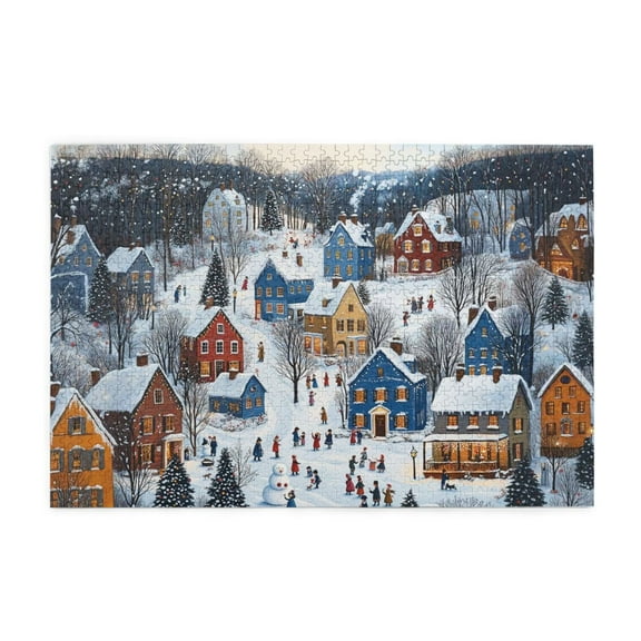 500 Piece Festive Winter Village Jigsaw Puzzle For Adults Relaxing & Challenging Puzzle Game Home Decor & Unique Gift Idea