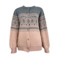 thumbnail image 5 of Women's Embroidered Jacquard Knit Cardigan Open Front Loose Fit Crewneck Button Up Sweater Jacket Stylish Comfortable Lightweight, 5 of 5