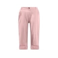 thumbnail image 7 of Cethrio Cotton Linen Shorts for Girl, School Knee Length Casual Elastic Waist Summer Shorts Pink Size 14-16, 7 of 7