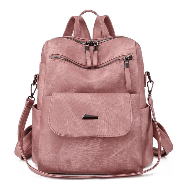 Mochila Antirrobo De Cuero Sintético Impermeable Para Mujer Rosa