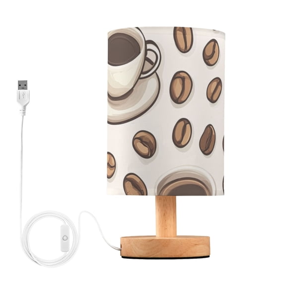 Coffee and Coffee Beans Table Lamp for Desk Nightstand Lamp with USB Modern Gifts for Bedroom Living Room Kids Room
