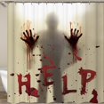 thumbnail image 4 of Cortinas de Ventana con Forro de Cortina de Ducha de Halloween, Ayúdame con Manos Sangrientas para Decoraciones de Halloween, Accesorios de decoración temática, baño, 80x180 cm, 4 of 5