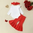 thumbnail image 4 of Baby Valentines Day Outfit Girl Love Print Long Sleeve Top Bell Bottom Pant 2pc Set Girl Baby Clothes for 3-6 Months, 4 of 7