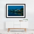 thumbnail image 2 of Blue Hour in Mystic 01 - Stonington Connecticut Photography Harbor Nightlife Water Seaside Architecture Coastal Boardwalk Black Framed Wall Art Print 12 x 18 inches, 2 of 4