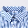 thumbnail image 3 of Fnooota Mens Plaid Shirts, Button Down Collar Colored Work Casual Long Sleeve Shirts Light Blue Size XL, 3 of 5