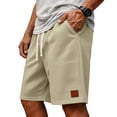 thumbnail image 4 of GrmtClth Mens Shorts Casual Elastic Waist Loose Fit Sweat Shorts Summer Athletic Texture Shorts Beach Running Shorts with Pockets Khaki M, 4 of 7