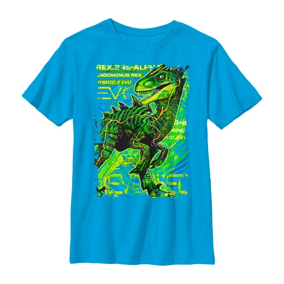 Boy's Jurassic World Indominus Rex Hybrid Graphic Tee Turquoise Medium