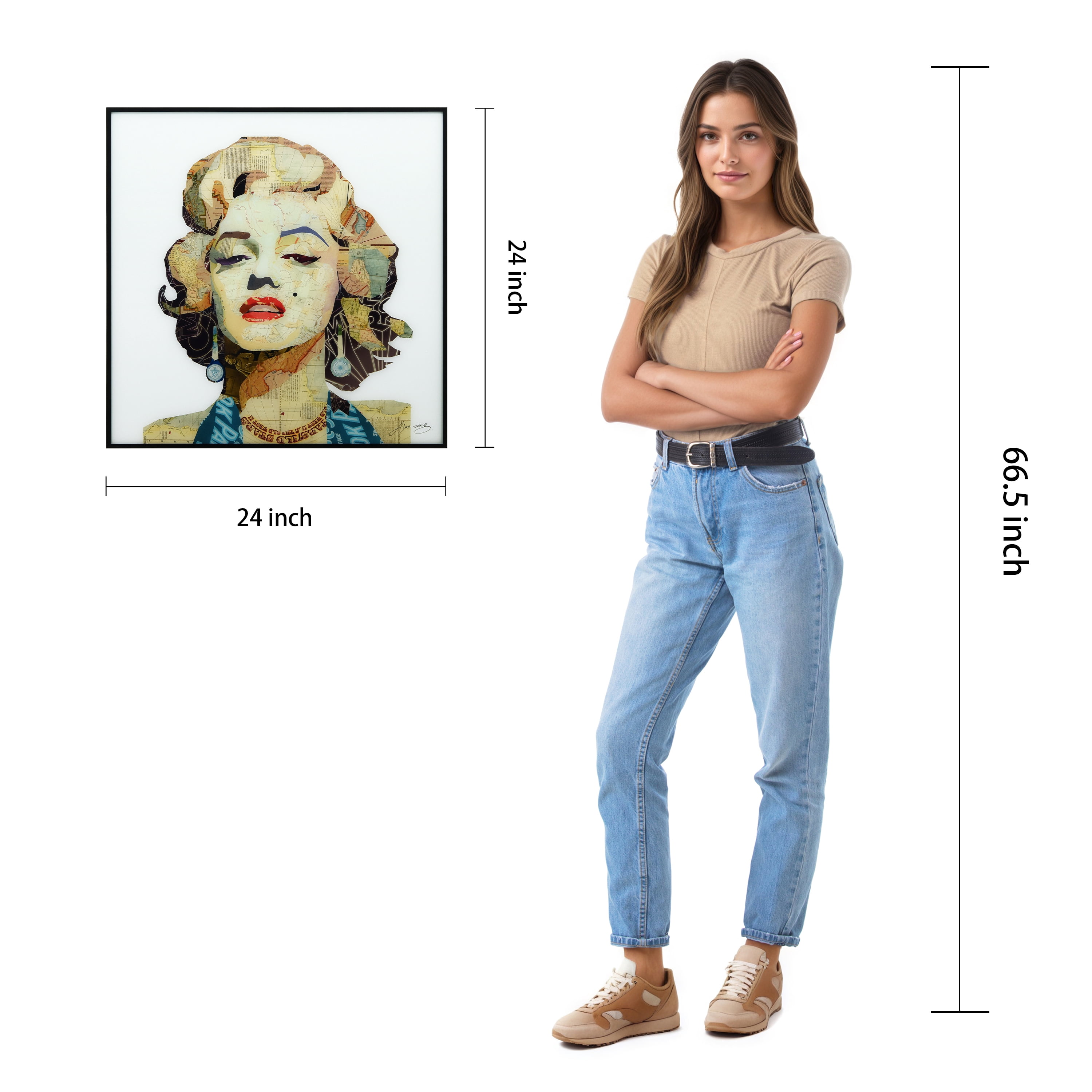 Empire Art Direct Homage to Marilyn on Reverse Printed Art Glass and Anodized Aluminum Black Frame Wall Art, 24" x 24" x 1", Ready to Hang