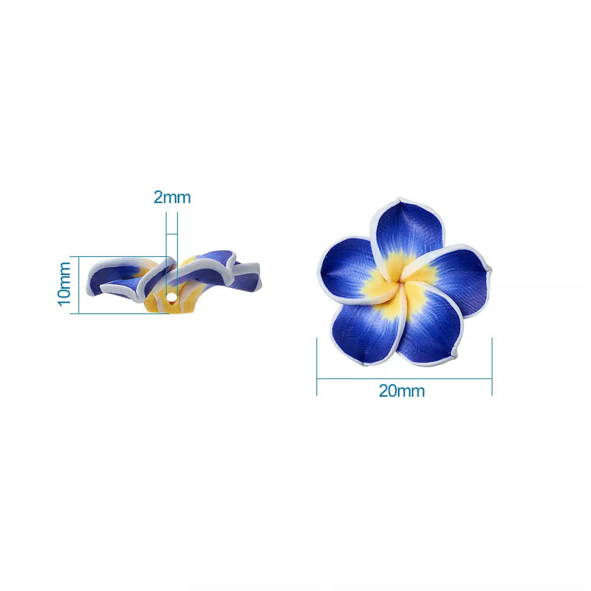 U8MO 200pcs Handmade Polymer Clay 3D Flower Plumeria Beads Mini Spacer Craft 20x10mm