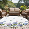thumbnail image 4 of Spring Hydrangeas Round Area Rug 7Ft Washable Circle Rugs for Dorm Laundry Room, Purple Floral Butterfly Leaves Non-Slip Carpet Floor Mats Indoor Outdoor Carpet Runner Aesthetic Home Decor, 4 of 8