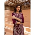 thumbnail image 3 of Wine Cream Leaf Print Kurta Palazzo Set in German Rayon, 3 of 5