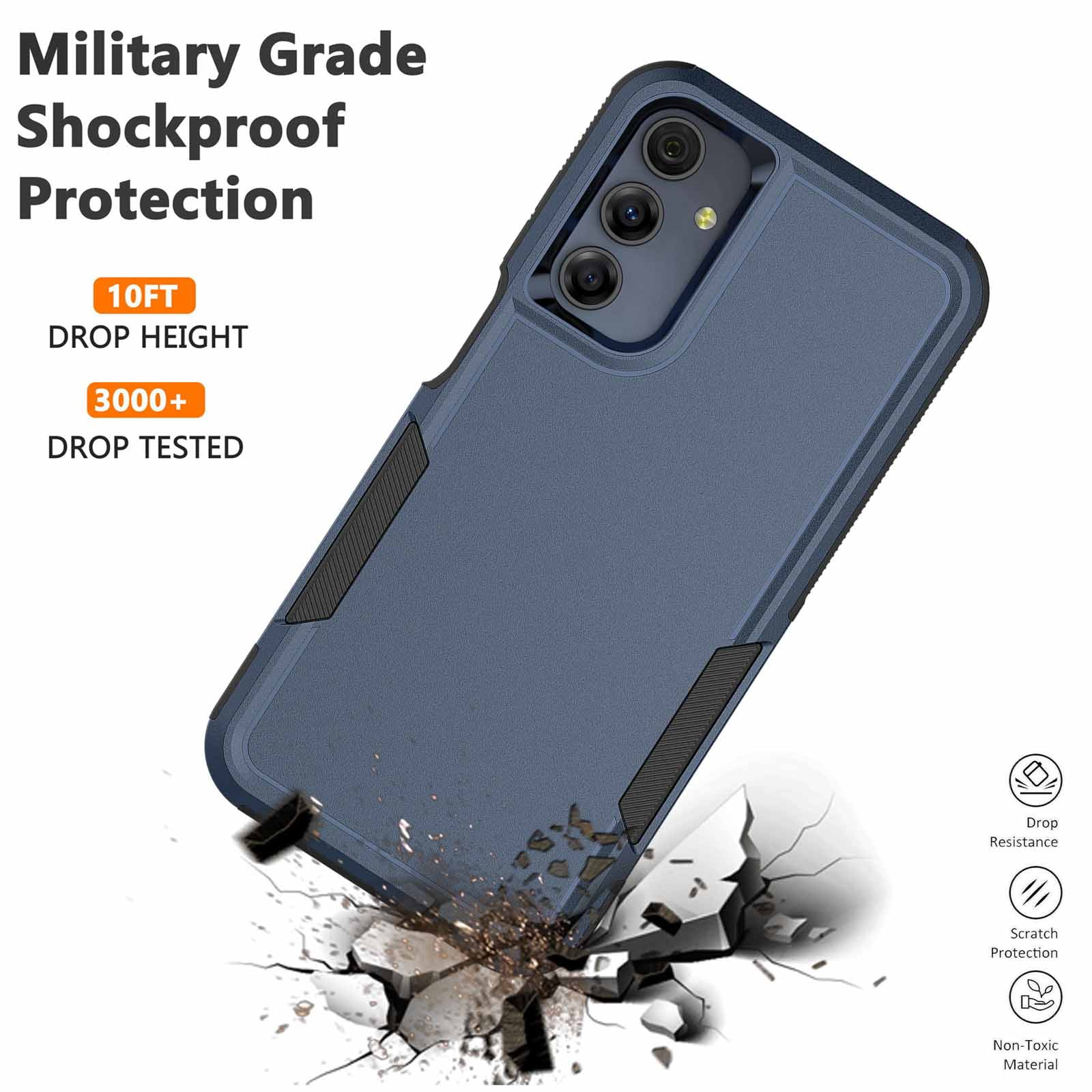 Samsung Galaxy A16 Case,Sturdy Phone Case for Galaxy A16 2025 6.7 inch,Njjex Shockproof Protection Heavy Duty Armor Hard Plastic & Rubber Rugged Bumper 2-in-1 Case Cover-Blue