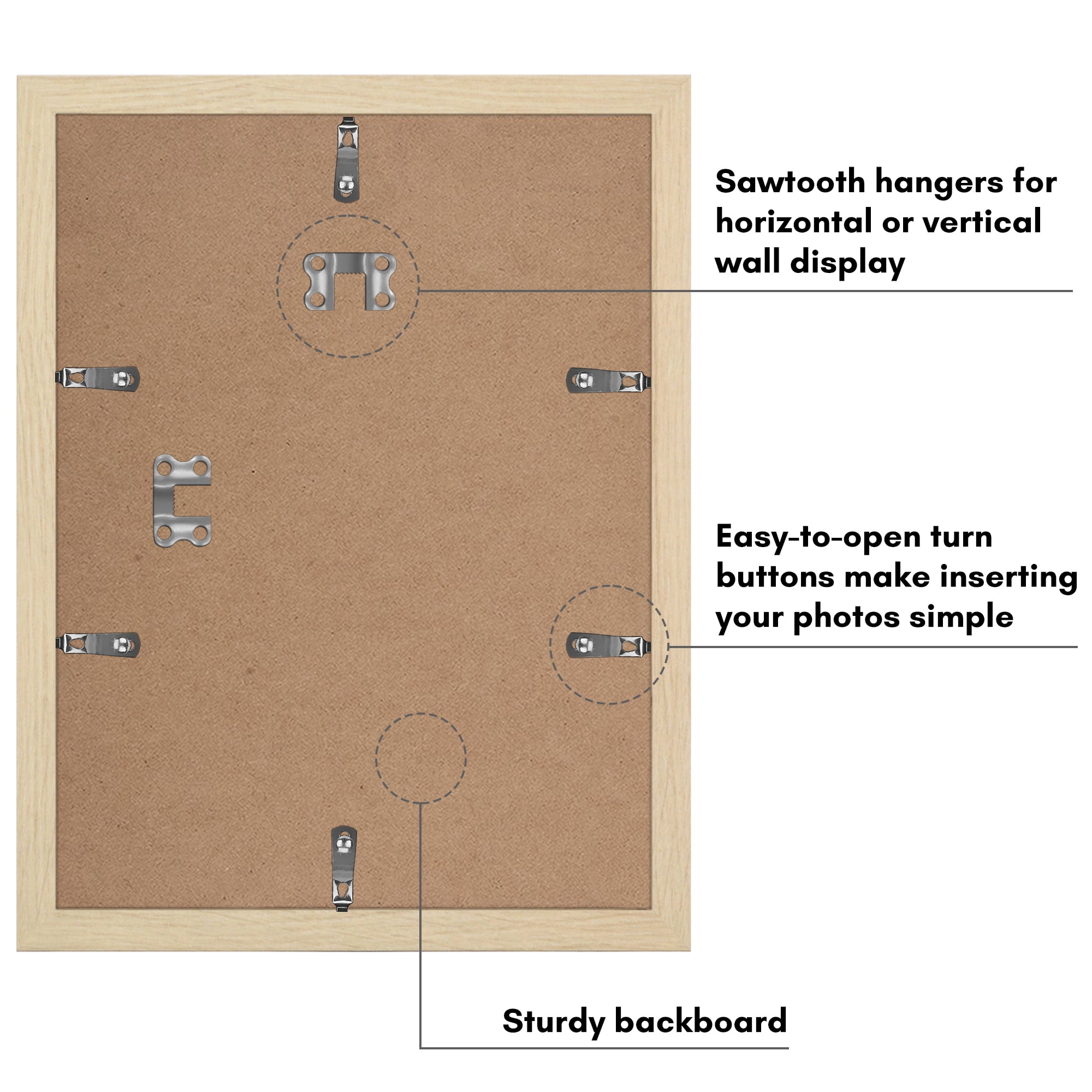 Americanflat 9x12 Picture Frame with Polished Plexiglass with 6x8 Mat 5 Pack Display Photo Wall - Natural Oak