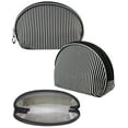 thumbnail image 4 of JAVOedge 3 Piece Set of Matching Black / White Stripe Cosmetic Bags with Bow, Zipper Closure, for Travel / Organization, 4 of 4