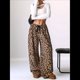 thumbnail image 4 of Pantalones de Pijama para Mujer, de Leopardo, Peludos, Estilo Y2K, de Cintura Alta, Bonitos. Marrón Ocre L, 4 of 10