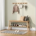 thumbnail image 2 of Solid Wood Dining Bench, 39" Wooden Bench for Entryway, Bedroom, Kitchen & Living Room, with Shoe Rack Storage, Light Brown, 2 of 7