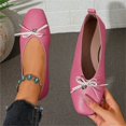 thumbnail image 5 of Office Work Shoes, Women's Bow Accent Square Toe Flats Comfortable Low Profile Dress Shoes with Flexible Walking Sole and Easy Style Office Work Shoes Ballet Commuter Shoes Flats, Hot Pink US-6/EU-36, 5 of 9