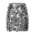 thumbnail image 3 of HULIJA Metallic Sequined Skirt for Women Stretchy Pencil Bodycon Mini Rave Skirts for Dance Party Silver M, 3 of 7