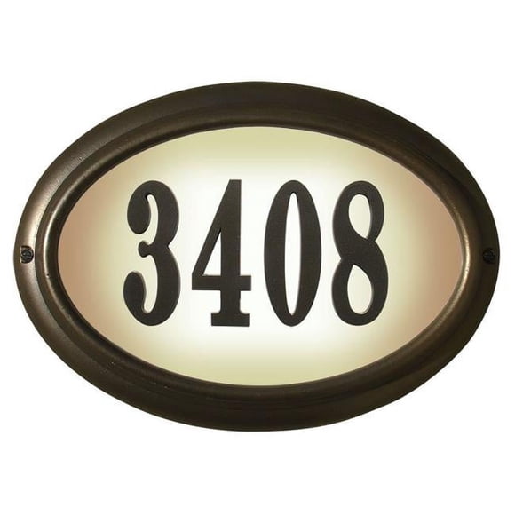 QualArc LTO-1302-ORB 15 in. Edgewood Oval Lighted Address Plaque in Oil Rub Bronze Frame Color