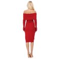thumbnail image 4 of Yemak Women's Off Shoulder Long Sleeve Slim Fit Midi Knit Dress Red-S-BD, 4 of 5