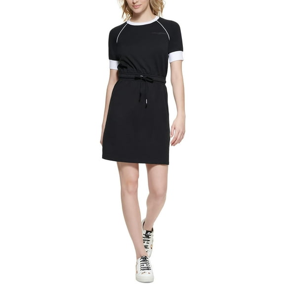 Karl Lagerfeld Paris Womens Tie Waist Knee Midi Dress