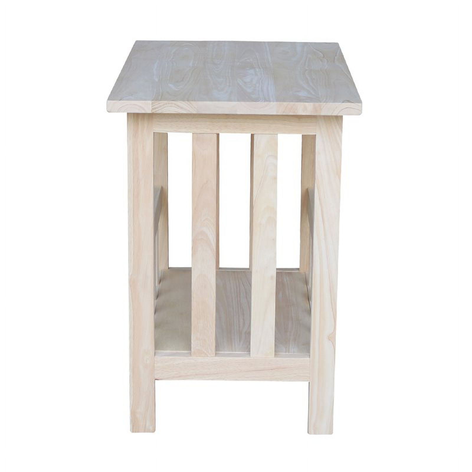 International Concepts Solid Wood Unfinished Mission Magazine End Table