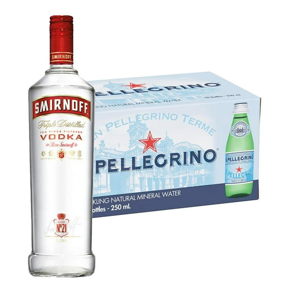 Pack 24 Agua San Pellegrino 250 ml Vodka Smirnoff 1 L