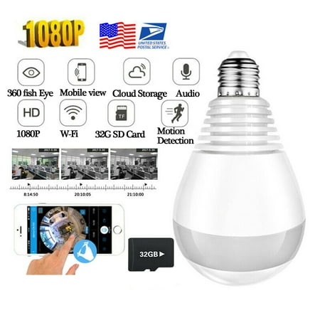 

LELINTA Light Bulb Camera Bulb WiFi IP Camera Wireless Fisheye Cameras 360 Panoramic for Home Room School Office Pet Security Indoor Night Vision Motion Detection