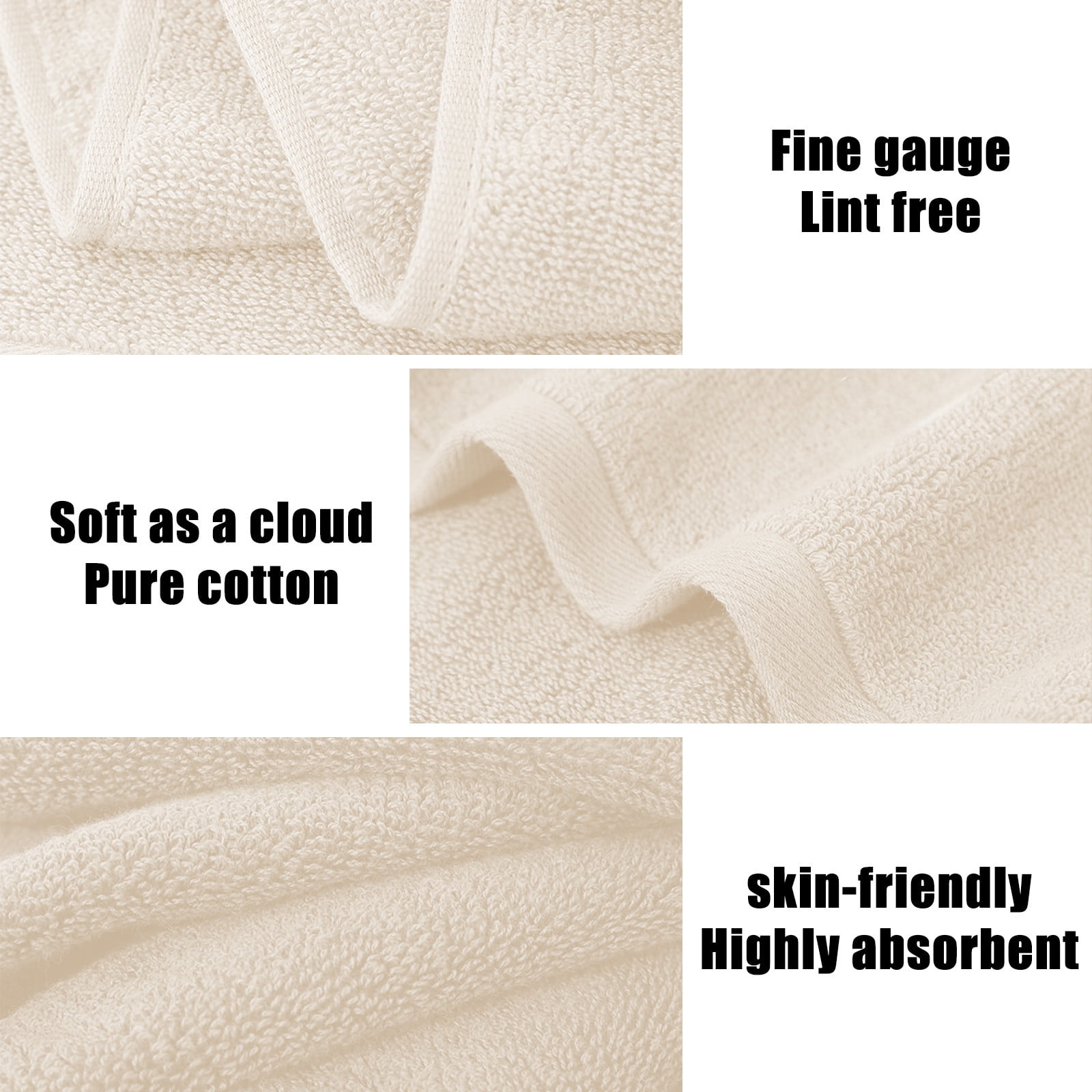 Set of 5 Thickened Face Towel Cotton Towel Washcloths Soft Facial Cloths 28” x 14” Spa-Like Feel Silky Face Cloth for Skin Cleansing (Beige)