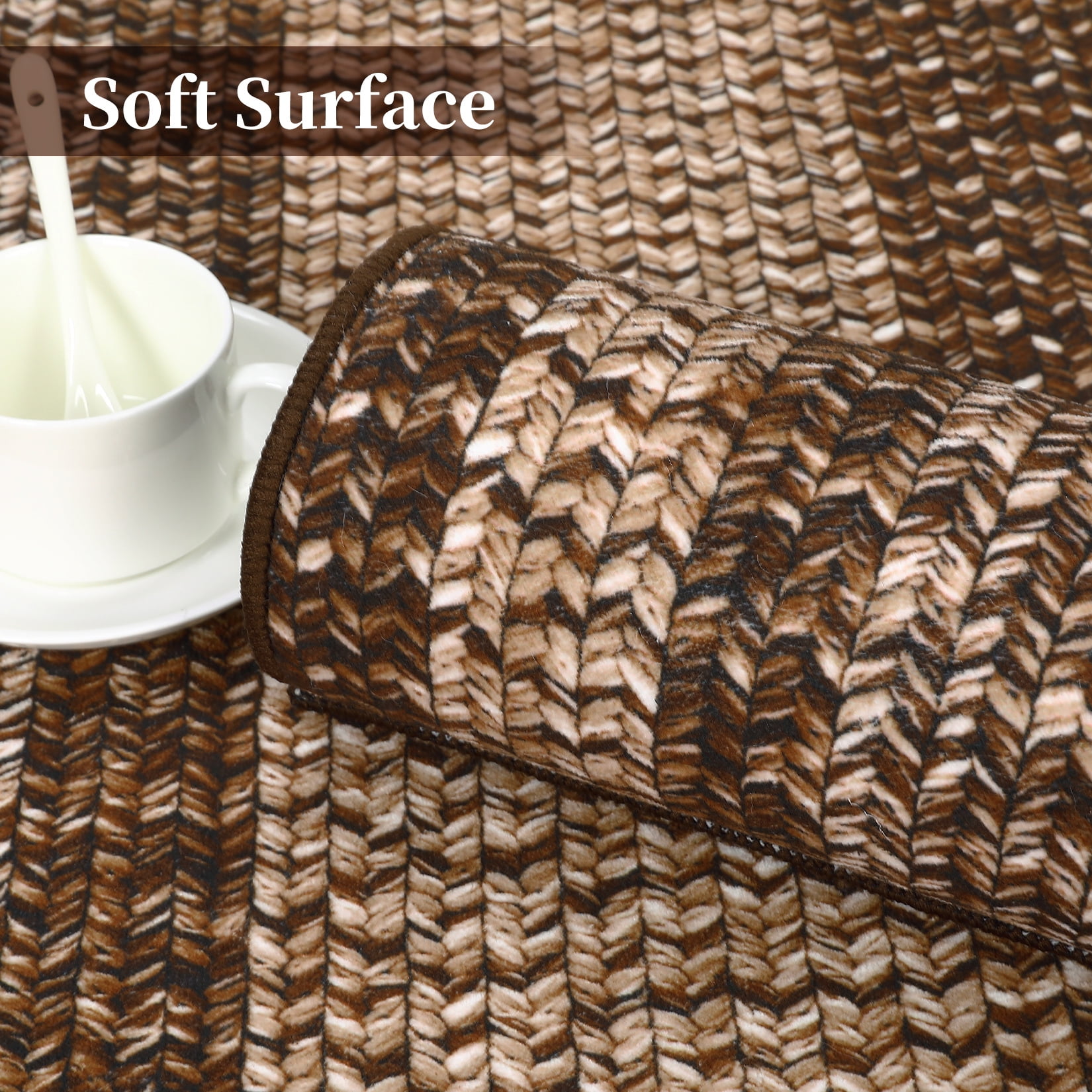 Aoile 9'x12' Washable Area Rug, Geometric Printed Rugs with Non Slip for Living Room Bedroom Dining Room, Brown