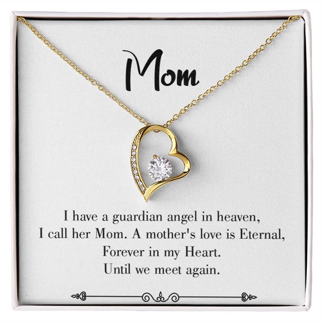 To Mom Remembrance Message Mother's Love is Eternal White Forever Necklace w Message Card