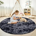 thumbnail image 6 of Ameha Shaggy Rug 4x4ft Super Soft Fluffy Round Area Rugs Non-Slip Backing Carpet For Bedroom Nursery Floor Decor Tye Dye Gray, 6 of 8