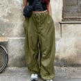 thumbnail image 2 of Travel Outfits Women Airport Womens Baggy Cargo Pants Streetwear Hop Joggers Sweatpants Drawstring Casual Loose Wide Leg Trousers Pants Suit for Women Work Casual Womens Sweat Business 12 Army Green S, 2 of 9