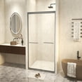 thumbnail image 4 of Topcobe 56-60" W X 72" H Tempered Glass Double Sliding Shower Door, Aluminum Frame, Stainless Steel Handle, Glass Shower Door, Walk In Shower Kit, Bathroom Glass Door, Gun Ash, 4 of 17