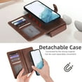 thumbnail image 3 of ELEHOLD Flip Leather Wallet Case for Samsung Galaxy S23 Plus with Large Capacity 13 Card Slots Zipper Pocket Kickstand Magnetic Detachable Case Crossbody Shoulder Strap Shockproof Protective,Brown, 3 of 8