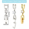 thumbnail image 2 of 1 Box 12Pcs Fold Over Necklace Extender Connector Bracelet Rhinestone Extender Clasp Extension Brass Fold Over Clasps for Jewelry Making Crystal Clasp Converter Anklets Golden Platinum, 2 of 9