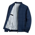thumbnail image 4 of Men's Lightweight Bomber Jacket Plaid Causal Fashion Stylish Windbreaker Light Jacket with Zipper Pocket Size 4XL Dark Blue-C, 4 of 9