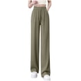 thumbnail image 2 of HVOBTTY Women's Summer Comfy Loose Drawstring High Waist Straight Soft Wide Leg Sleep Bottom Pajama Pants Green, XL, 2 of 4