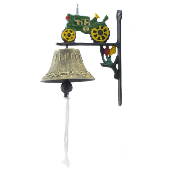 Cast Iron Dinner Bell - Green Farm Tractor - Colorful