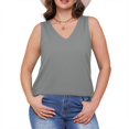 thumbnail image 5 of Women's Tank Top Womans Tank Tops Womens Tank Toos Women's Solid Color V Neck Cover Strip Casual Blouse Gray XXXL, 5 of 8